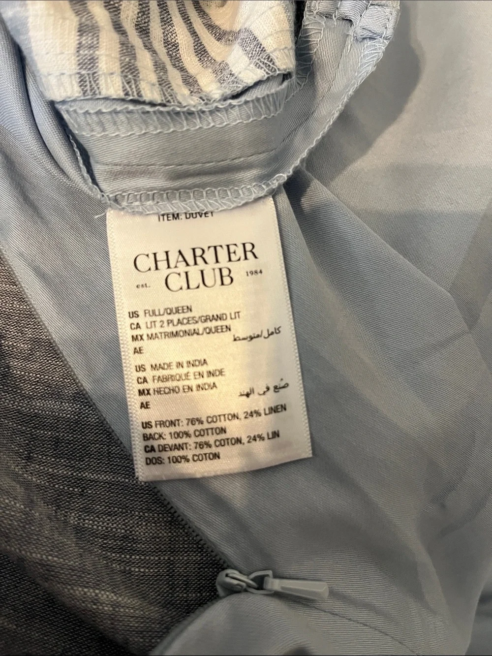 Charter Club Pale Blue Duvet Cover - Full/Queen -2 shams
